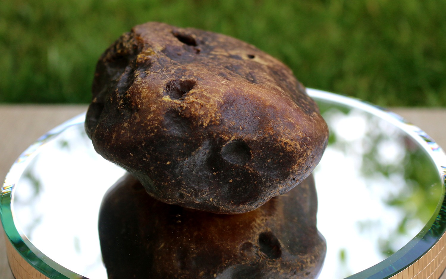 Full-size detail view of large honey amber piece, 359 gram, rough amber material, selected for Misbaha and Tasbih production