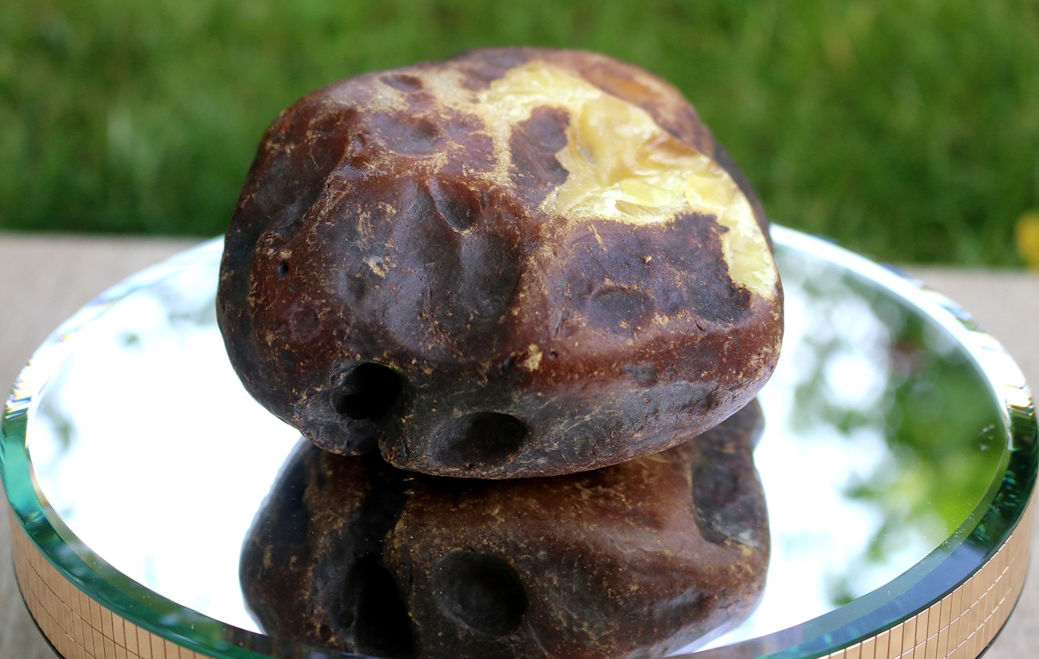 Full-size detail view of premium raw amber chunk, 359 gram, opaque amber structure, selected natural amber for Tasbih bead carving