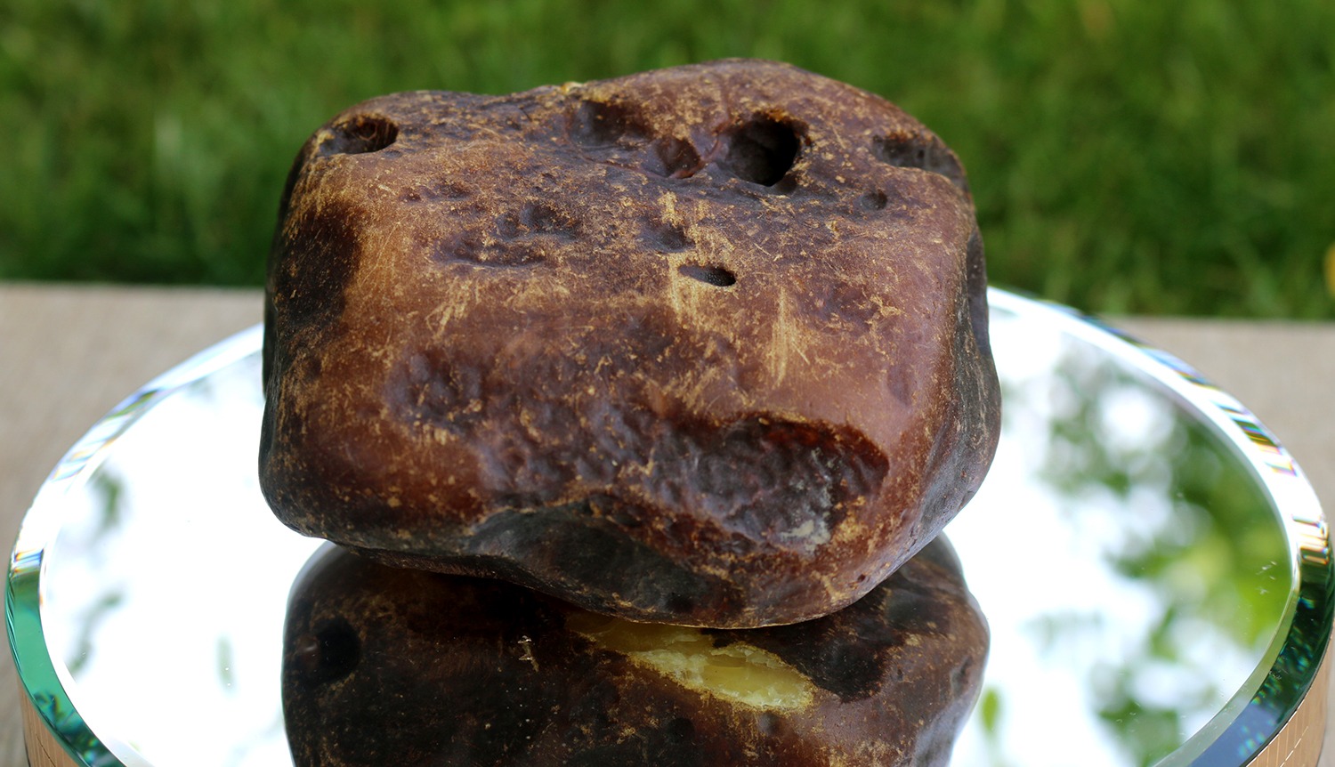 Full-size detail view of natural untreated amber block, Rovno Amber, good for turning, easy to polish for professional prayer beads