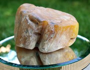 Thumbnail preview of large 538 gram raw amber piece, butterscotch opaque amber, Ukrainian Rovno Amber for professional Misbaha carving