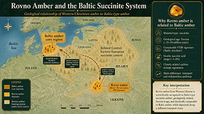 Geological map showing Rovno amber in relation to Baltic amber source regions